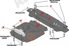 Защита алюминиевая Alfeco для картера и радиатора (2 части) Audi Q7 I 2009-2014